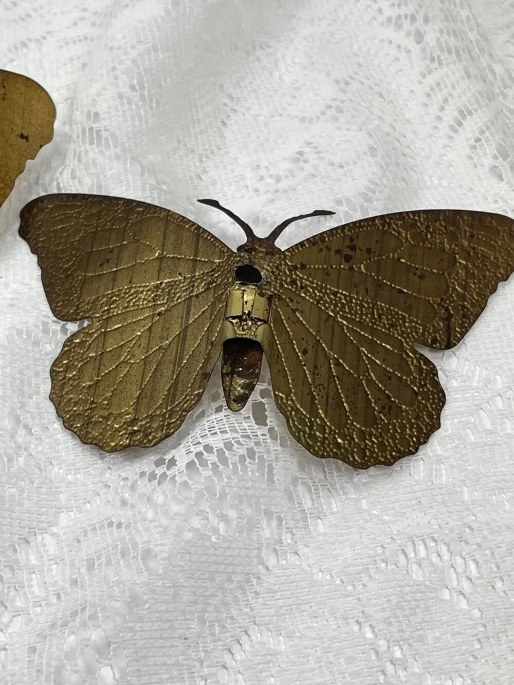 Set of 2 VTG Home Interiors Gold Tone Metal Tin 3D Butterfly Wall Decor MCM Boho